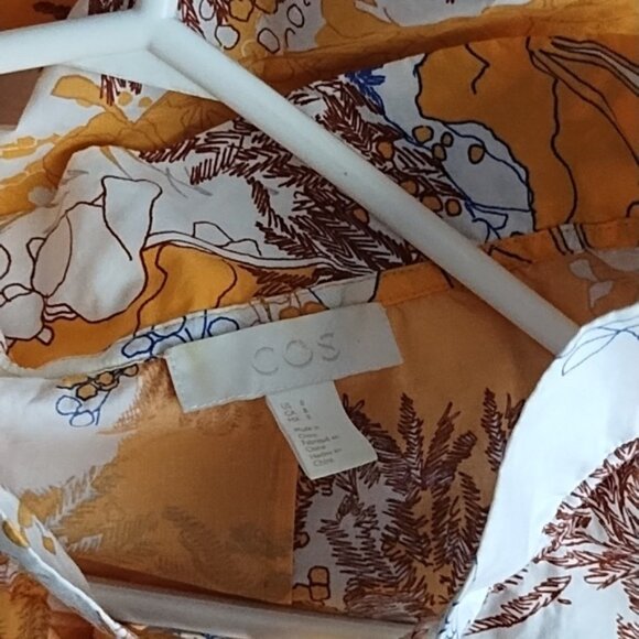 COS Multicolor Yellow Print Cotton Poplin Dress S - Picture 11 of 11